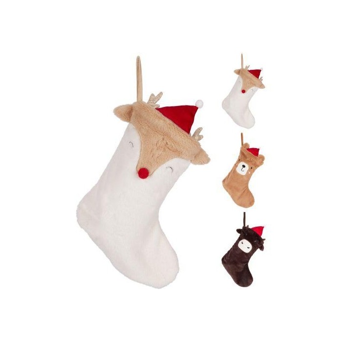 CALZA NATALE ANIMALI 40CM 3ASS